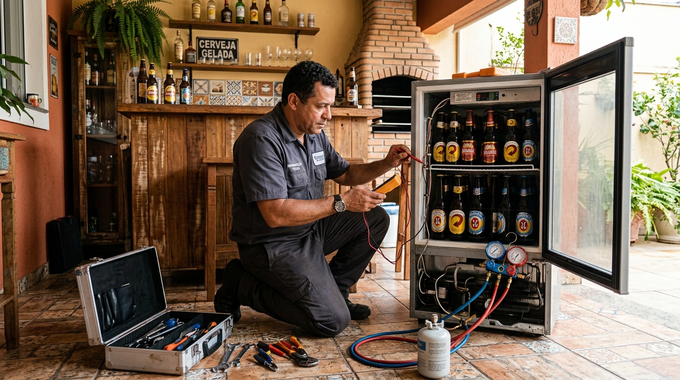 Recarga de gás refrigerante em cervejeira em atendimento em Palmas‑TO