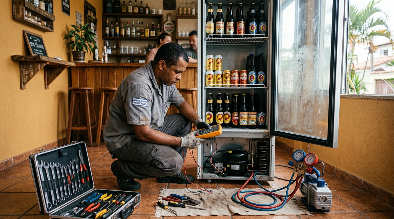 Troca de termostato de cervejeira em atendimento técnico em Palmas‑TO